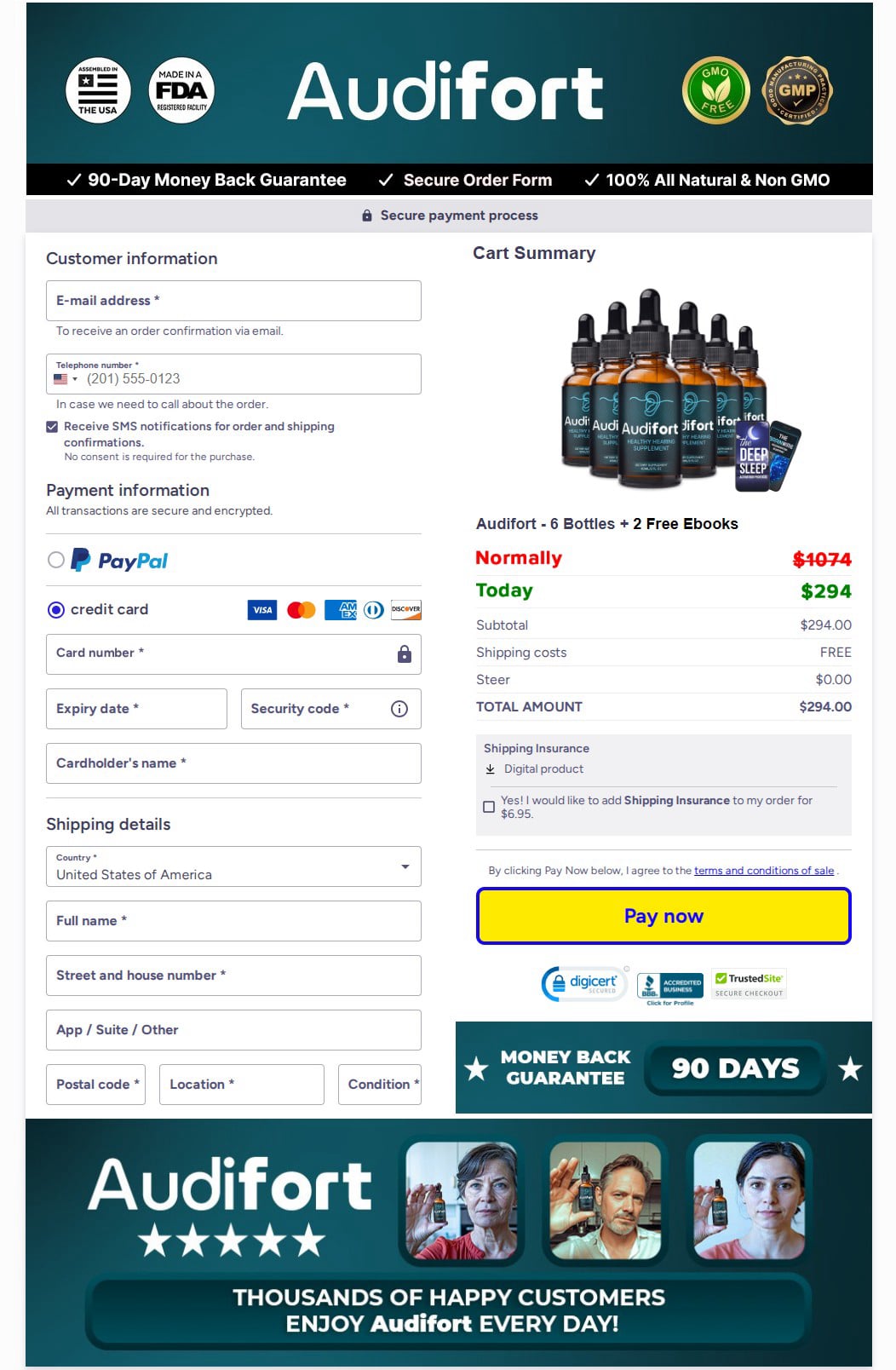 Checkout Page for Audifort